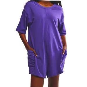 NWT Free People Movement Hot Shot Tee Romper in Dark Amethyst